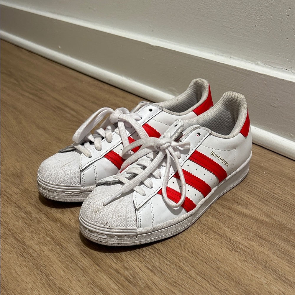 Adidas superstars red and white